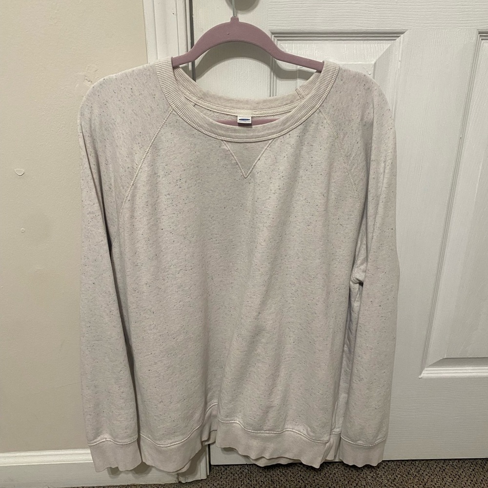 Old Navy Women's Cream Speckled Crew Neck Sweater